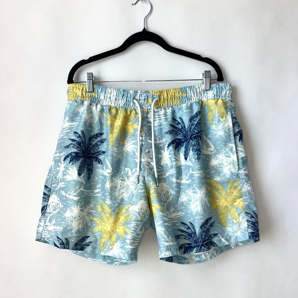 Slate & Stone Blue Tropical Novelty Print Swim Trunks Size XL